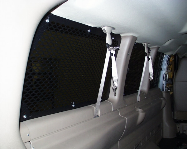 Interior Window Guard Kit For 1997-2025 Chevrolet G-Series Extended Length Van With Swing Out Side Doors, 8 Windows, 15 Passenger, Dual Pull Out Doors