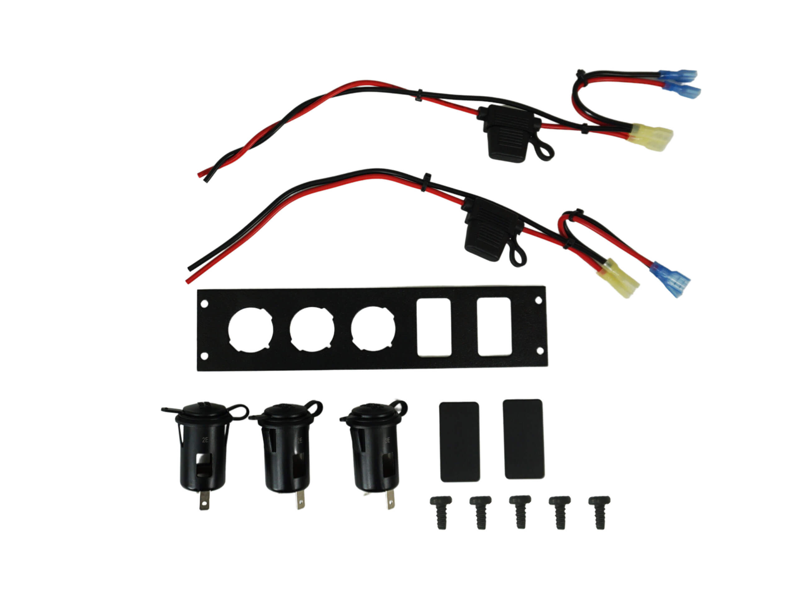 Console Accessory Bracket Kit with 3 Lighter Plug Outlets and 2 Blanks for Rectangular Accessories