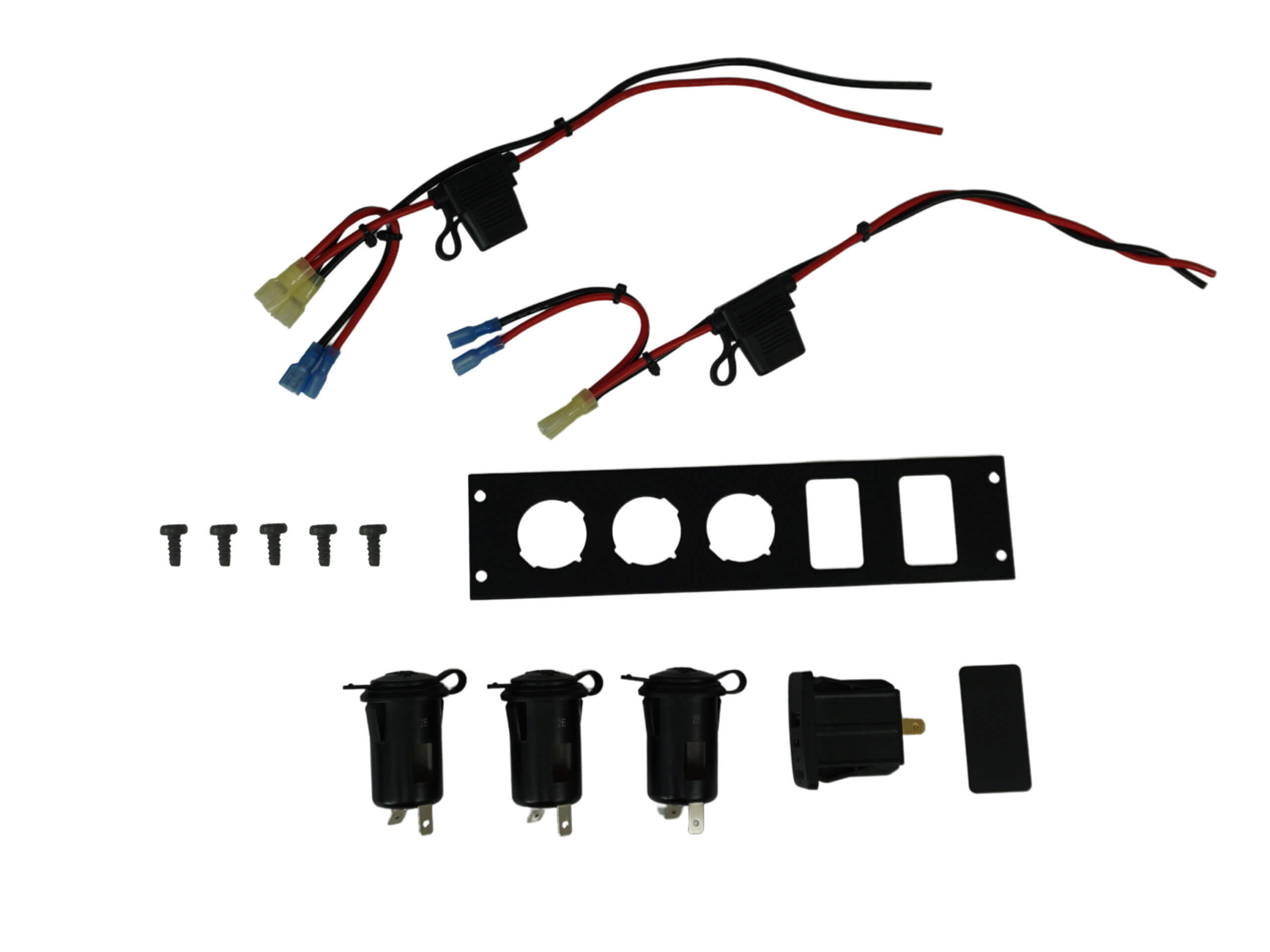 Console Accessory Bracket Kit with 3 Lighter Plug Outlets,1 USB-C & USB Type A Dual Port Charger and 1 Blanks for Rectangular Accessories
