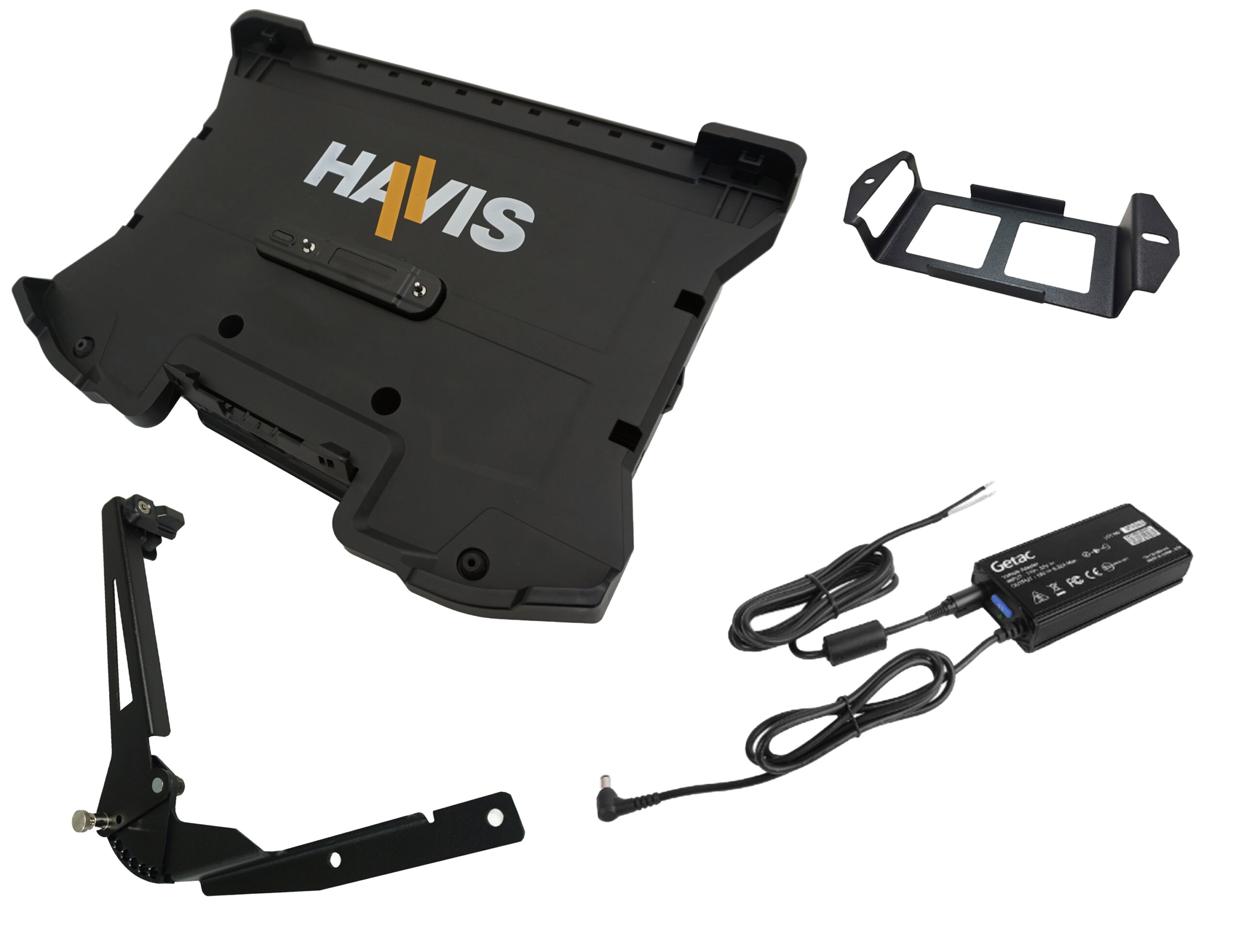 Package – Cradle for Getac S510 Laptop with Getac Power Supply with Bare Wire, & Screen Support