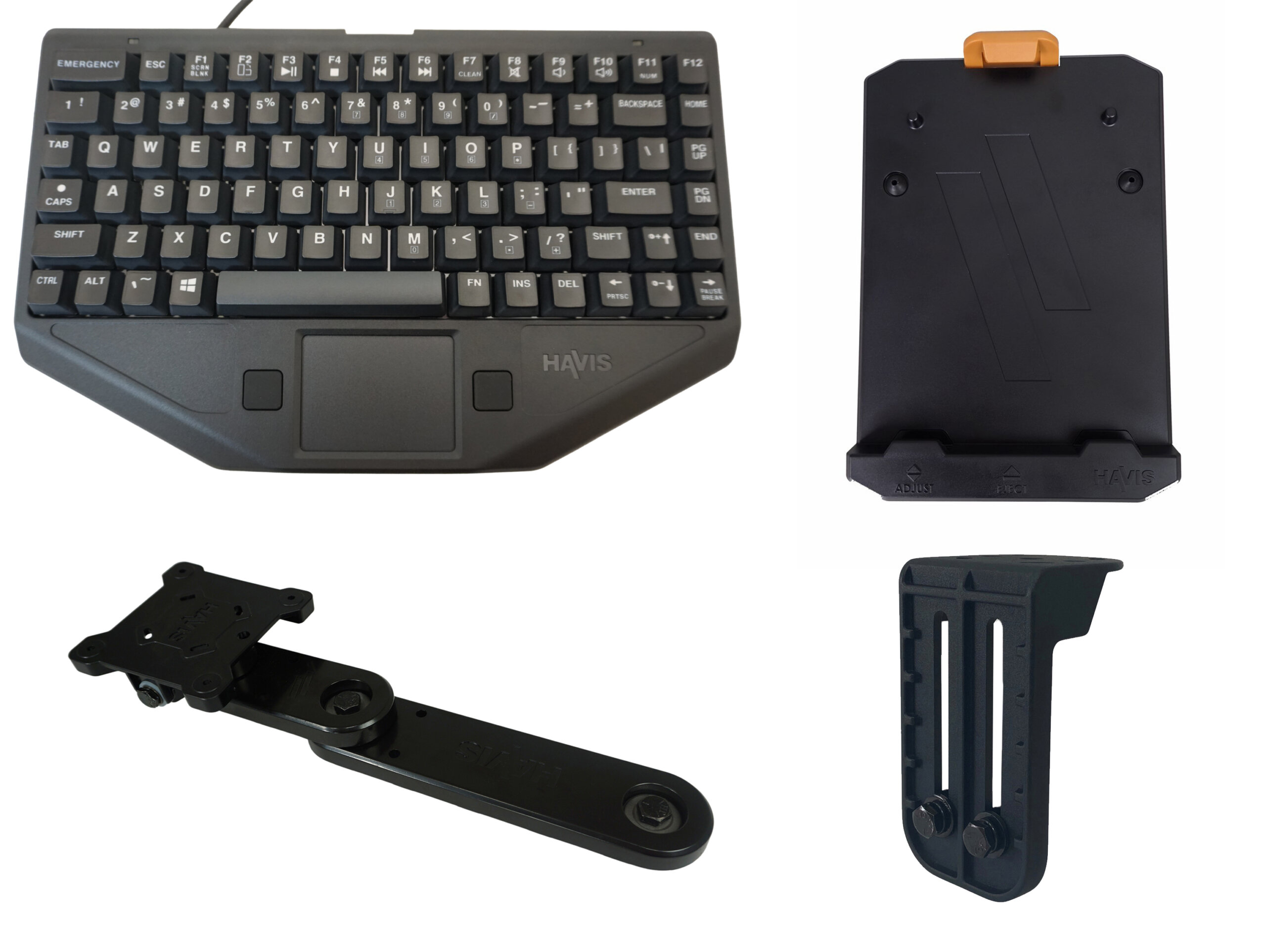 Premium Package – Rugged Chiclet Style Keyboard With Mount (Includes Emergency Key)