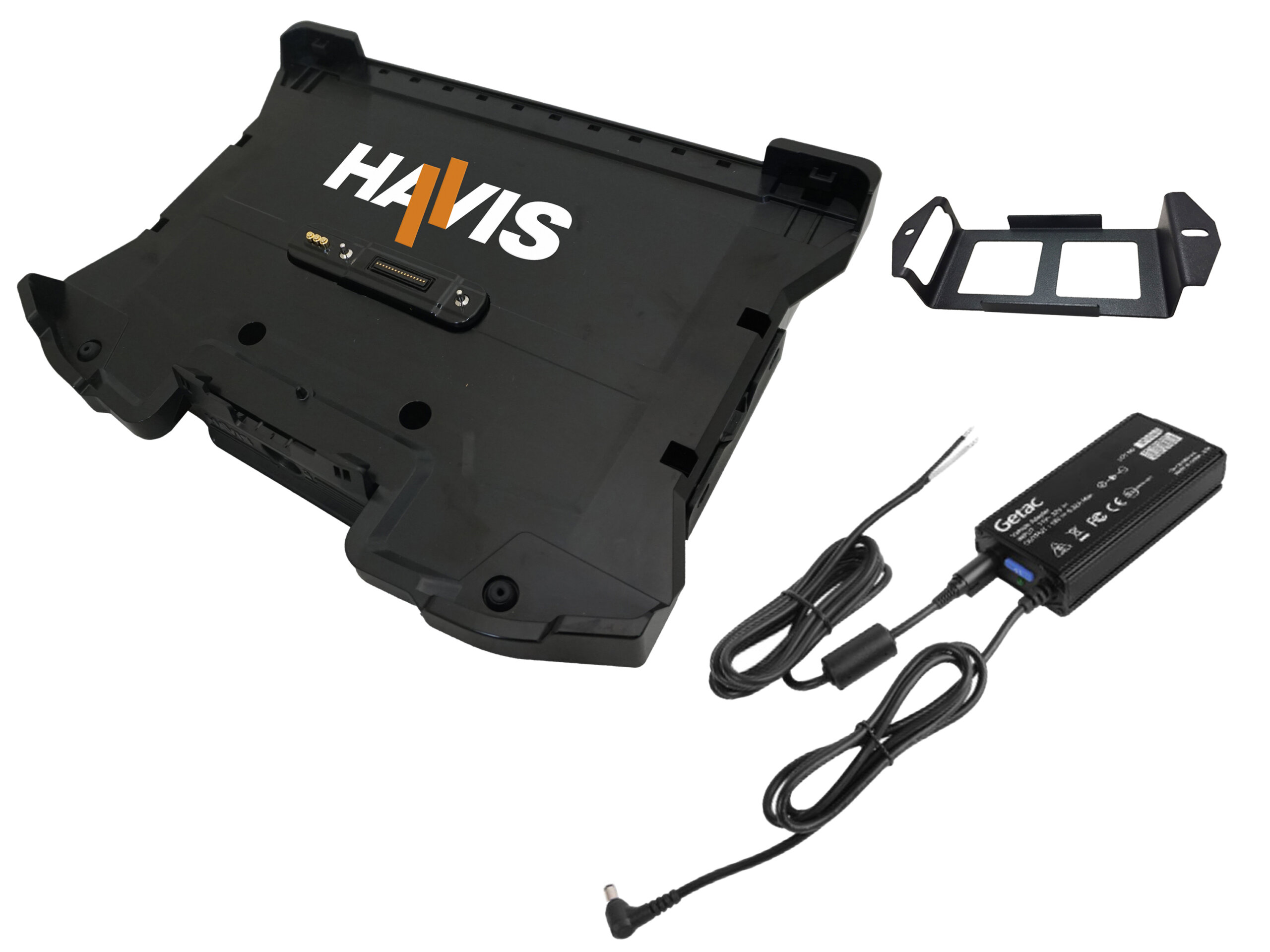 Bundle – Docking Station for Getac S510 Laptop with Triple Pass-Through Antenna Connection & Getac Power Supply with Bare Wire