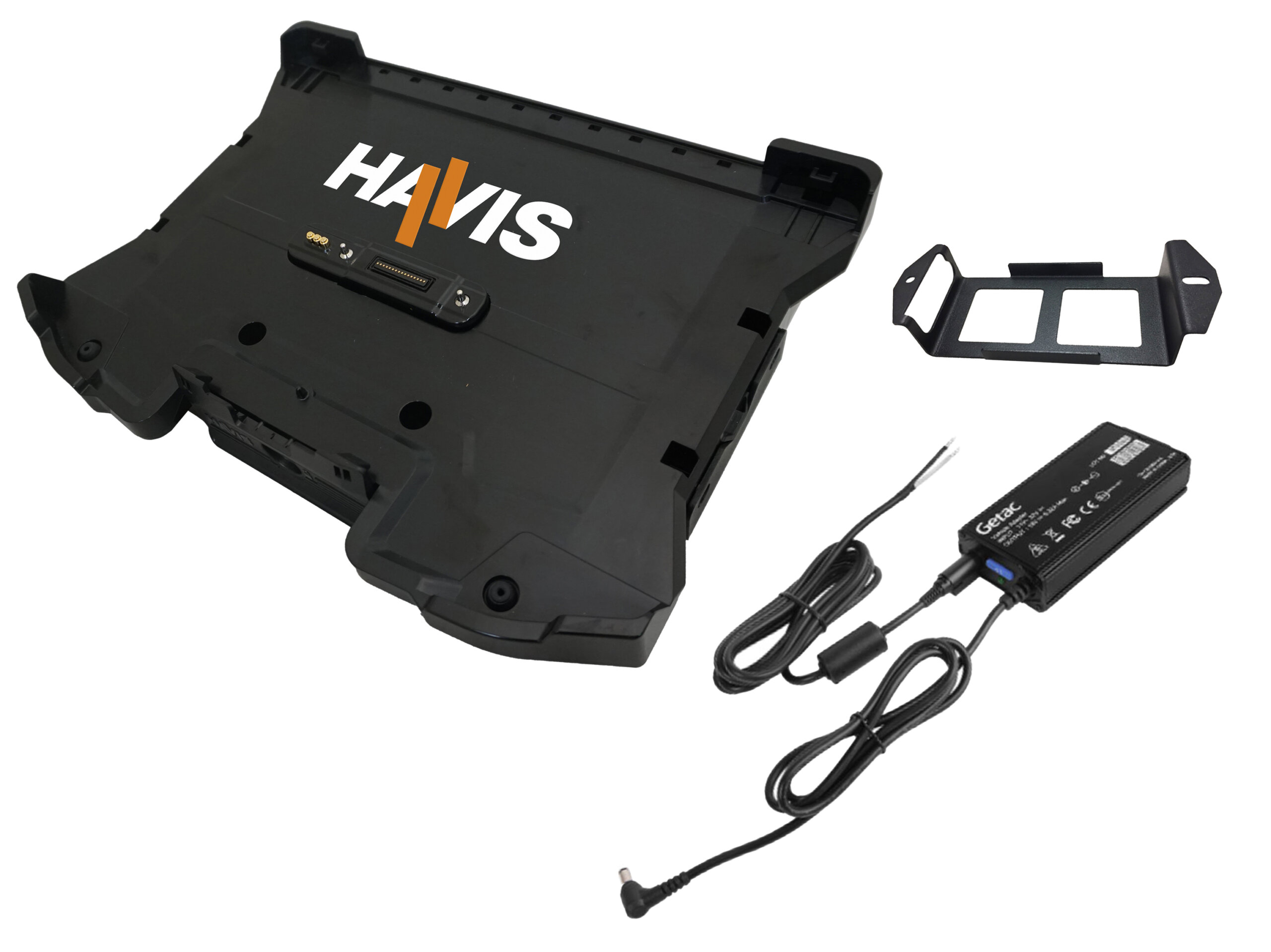 Bundle – Cradle for Getac S510 Laptop with Triple Pass-Through Antenna Connection & Getac Power Supply with Bare Wire
