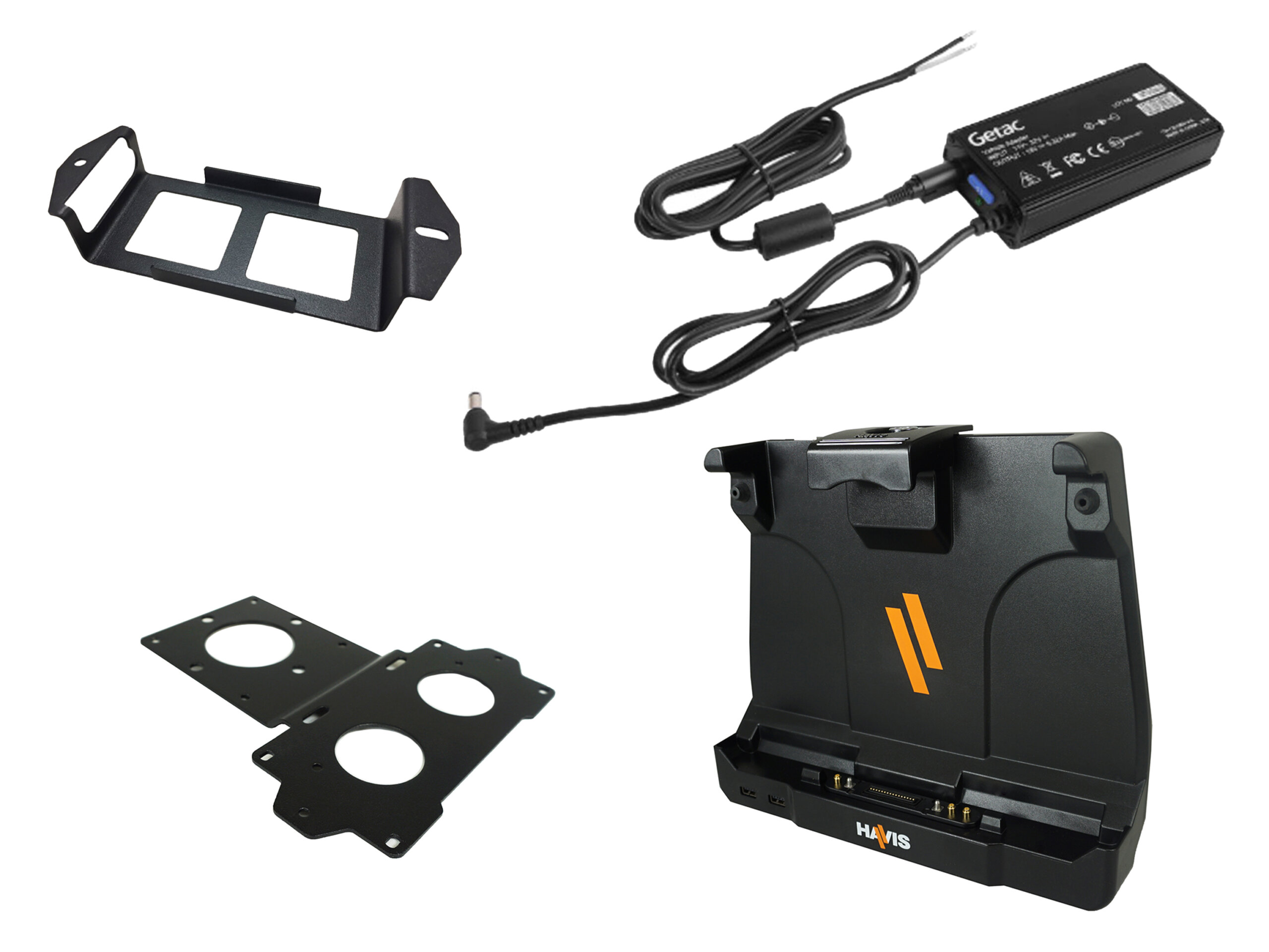 Package – Docking Station For Getac UX10 Tablet With Pass-Thru Antenna Connections, External Power Supply with Bare Wire & Power Supply Mounting Bracket