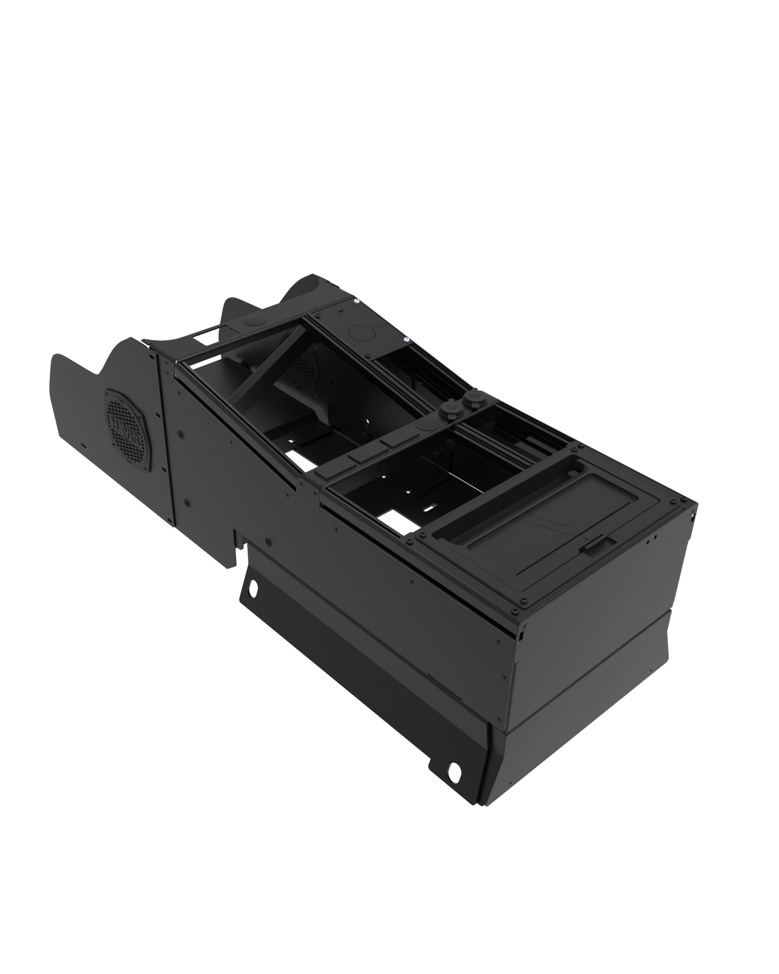 Vehicle-Specific 15″ Wide Angled Console with Internal PocketJet 8 Printer Mount for 2021-2024 Chevrolet Tahoe Police Pursuit Vehicle